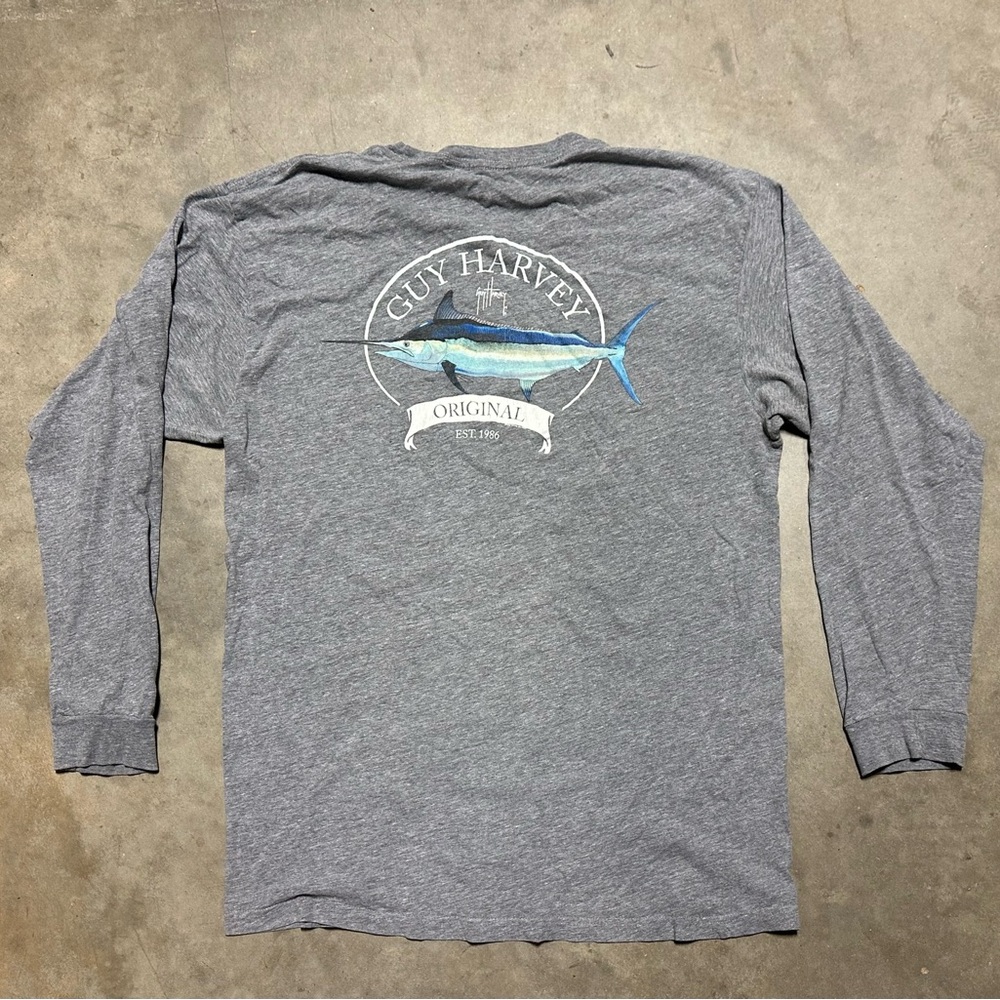 Guy Harvey Blue and Gray Graphic Tee
